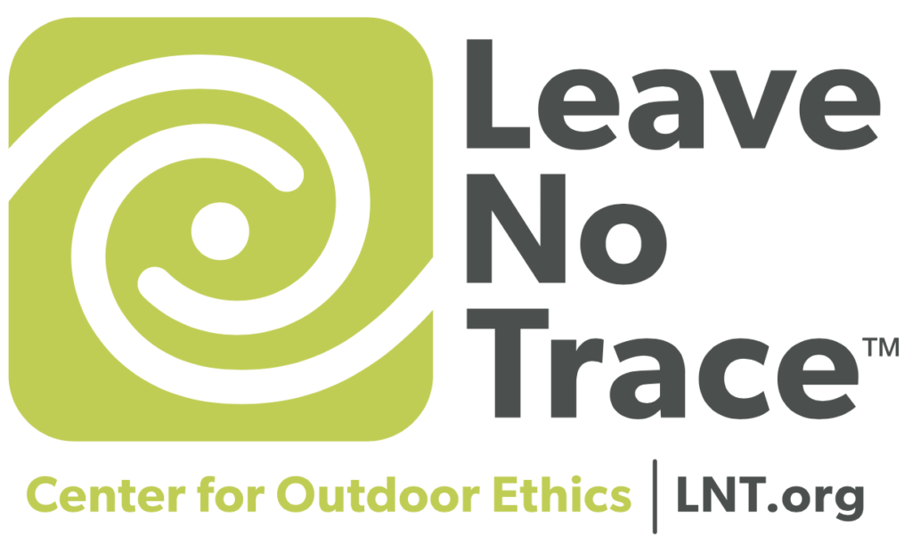 Leave No Trace Logo with "Center for Outdoor Ethics" Tagling and lnt.org website URL.